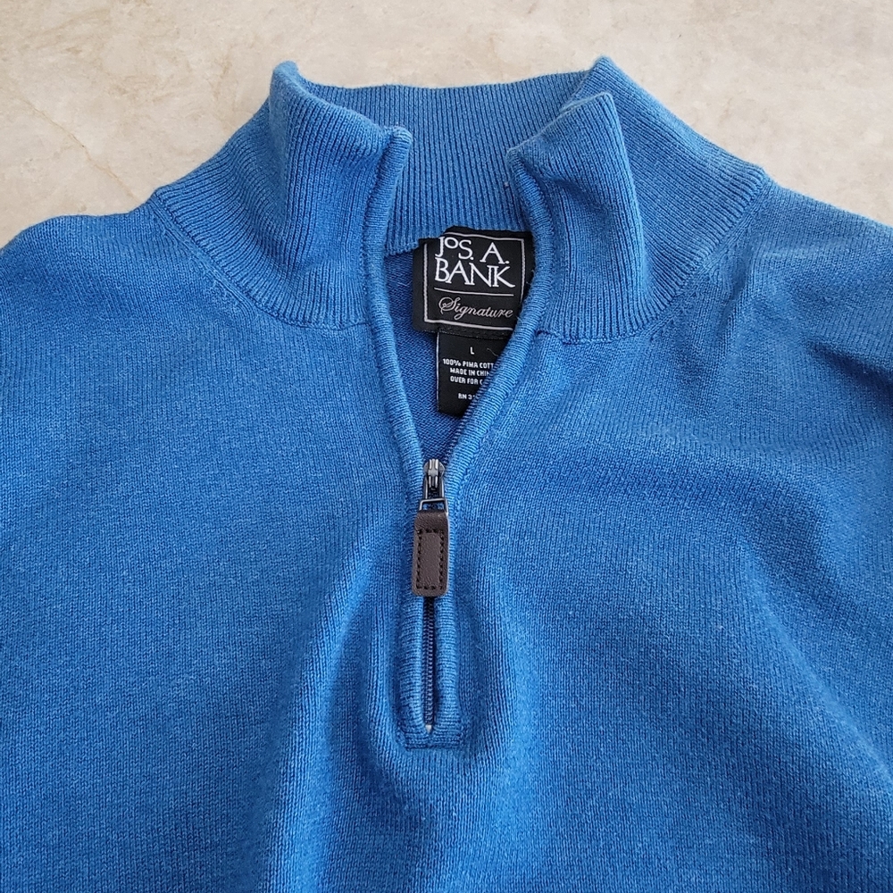 Joseph A Bank Blue Quarter Zip Sweater Size Large